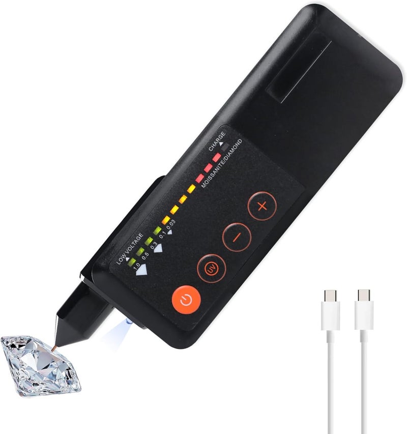 JuviPerpric Professional Diamond Tester Pen with UV Light, Rechargeable High Accuracy Jewelry Diamond Tester Kit Gem Tester for Novice and Expert - Image 1